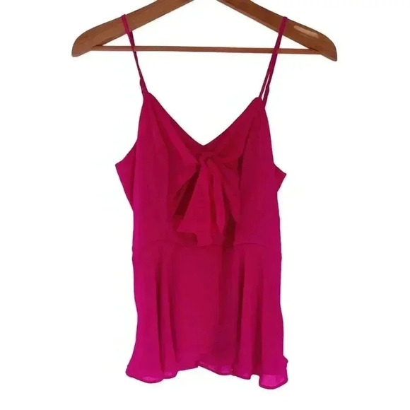 Parker Hot Pink Bow Peplum Tank Top Cami Barbiecore Women's Size S - Picture 1 of 7